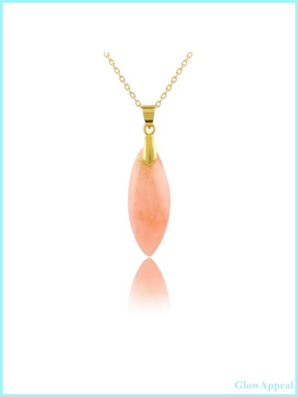 Natural Pink Opal Marquise Pendant Necklace Gold Plated Brass 16-18"